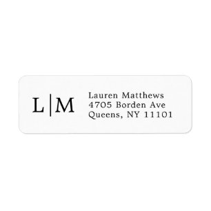 Étiquette Monogramme noir et blanc Adresse de retour d'affai