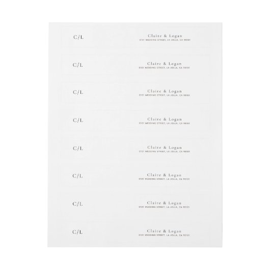 Étiquette monogramme noir et blanc classique (Feuille)