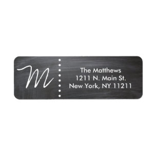 Étiquette Monogramme noir et blanc classique fait sur