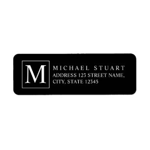Étiquette Monogramme noir et blanc élégant