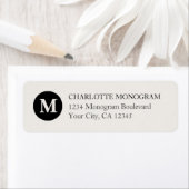 Étiquette Monogramme noir et crème (En situation)