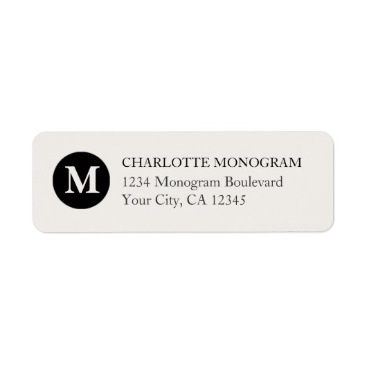 Étiquette Monogramme noir et crème (Devant)