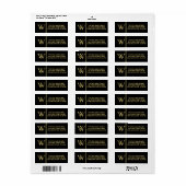 Étiquette Monogramme Noir et Or | Écriture Initiale Élégant (Feuille entière)