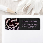 Étiquette Monogramme noir et rose Zebra (En situation)