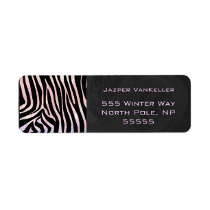 Étiquette Monogramme noir et rose Zebra