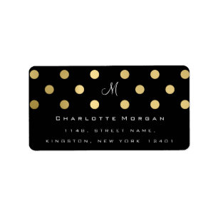 Étiquette Monogramme Noir Points Or Cement Logo RSVP