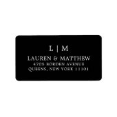 Étiquette Monogramme noir simple Mariage élégant (Devant)