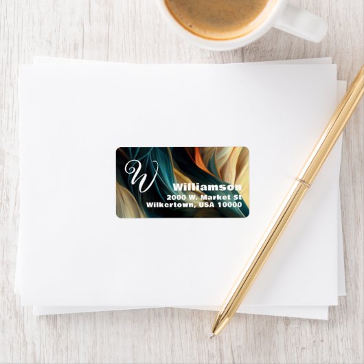 Étiquette Monogramme, nom, adresse Abstraite (En situation)