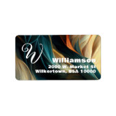 Étiquette Monogramme, nom, adresse Abstraite (Devant)