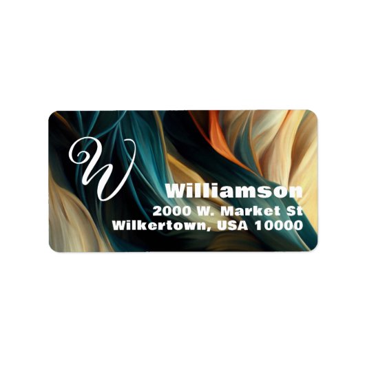 Étiquette Monogramme, nom, adresse Abstraite (Devant)