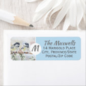 Étiquette Monogramme Oiseaux d'hiver Scène Retourner l'adres (En situation)