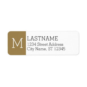 Étiquette Monogramme or et nom personnalisé - Adresse de ret