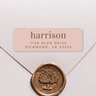 Étiquette Monogramme Or moderne Blush rose Adresse de retour