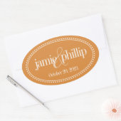 Étiquette Monogramme, Orange, Caroline Mariage (Enveloppe)