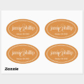 Étiquette Monogramme, Orange, Caroline Mariage (Feuille)