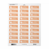 Étiquette Monogramme orange de Pêche simple et chic avec nom (Feuille entière)