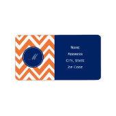 Étiquette Monogramme Orange Zigzag Motif avec Royal Blue (Devant)
