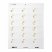 Étiquette Monogramme personnalisé E Faux Gold Foil Monogramm (Feuille entière)