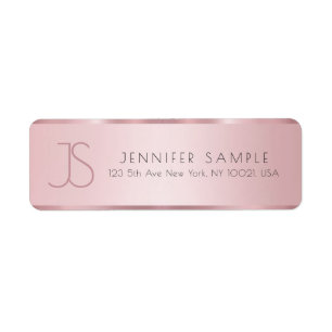 Étiquette Monogramme personnalisé Elegant Rose Gold Adresse