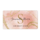 Étiquette Monogramme personnalisé en marbre blanc  (Devant)