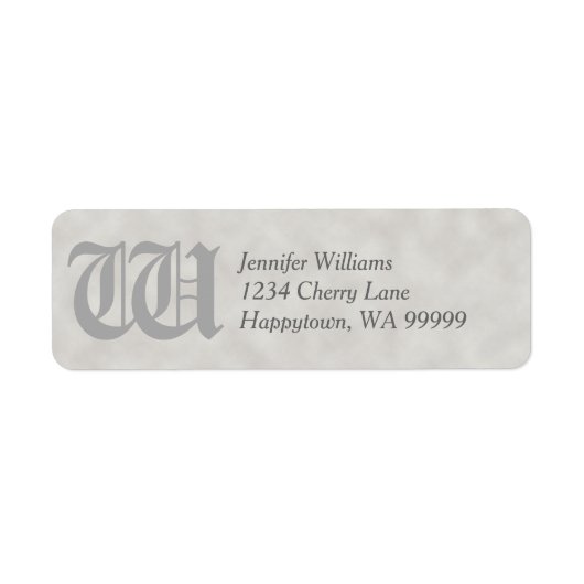 Étiquette Monogramme personnalisé Gray Parchage Adresse de r (Devant)