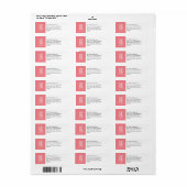 Étiquette Monogramme personnalisé rose corail (Feuille entière)