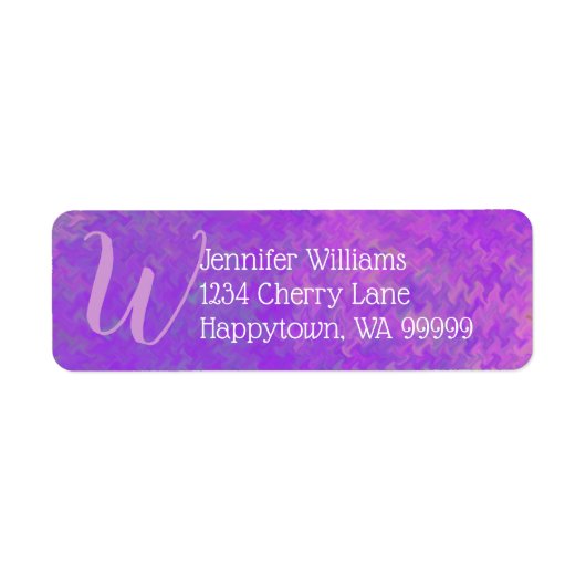 Étiquette Monogramme personnalisé Violet Marbré Art Adresse (Devant)