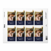 Étiquette Monogramme photo de mariage personnalisé (Feuille entière)