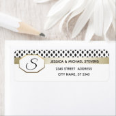 Étiquette Monogramme Points géométriques mariage moderne or/ (En situation)