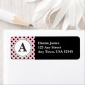 Étiquette Monogramme Pois rose et noir (En situation)