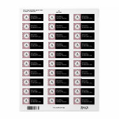 Étiquette Monogramme Pois rose et noir (Feuille entière)