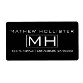 Étiquette Monogramme professionnel moderne noir & blanc (Devant)