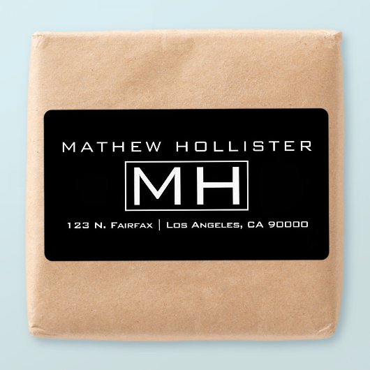 Étiquette Monogramme professionnel moderne noir & blanc