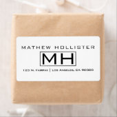 Étiquette Monogramme Professionnel Moderne Noir sur Fond Bla (En situation)