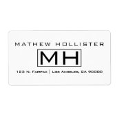 Étiquette Monogramme Professionnel Moderne Noir sur Fond Bla (Devant)