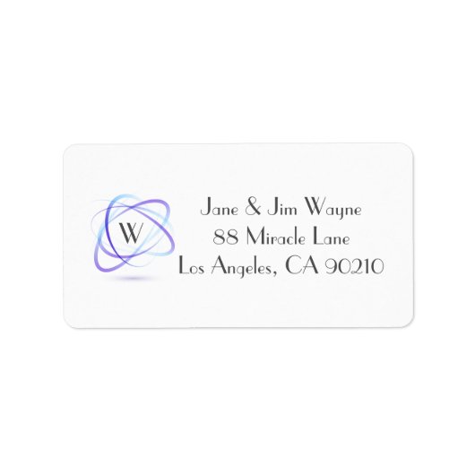 Étiquette Monogramme Purple Abstrait Minimal Adresse de reto (Devant)