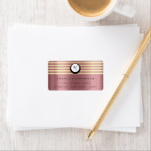 Étiquette Monogramme Rose Champaigne Gold RSVP Stripes Blush (En situation)