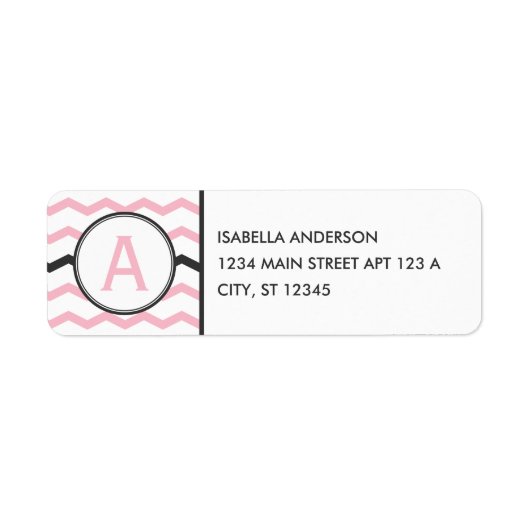 Étiquette Monogramme rose Chevron (Devant)