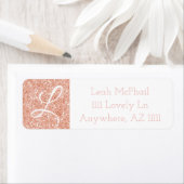 Étiquette Monogramme rose Parties scintillant or (En situation)