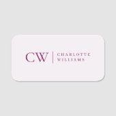 Étiquette Monogramme rose personnalisée Initiale & (Devant)