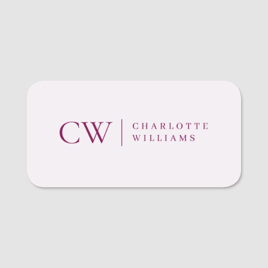 Étiquette Monogramme rose personnalisée Initiale & (Devant)