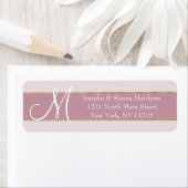 Étiquette Monogramme rose Rose à rayures dorées Nom initial (En situation)