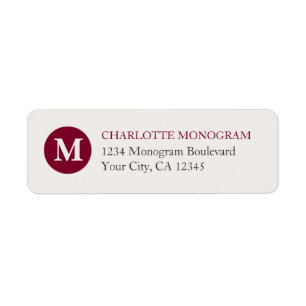 Étiquette Monogramme rouge et crème