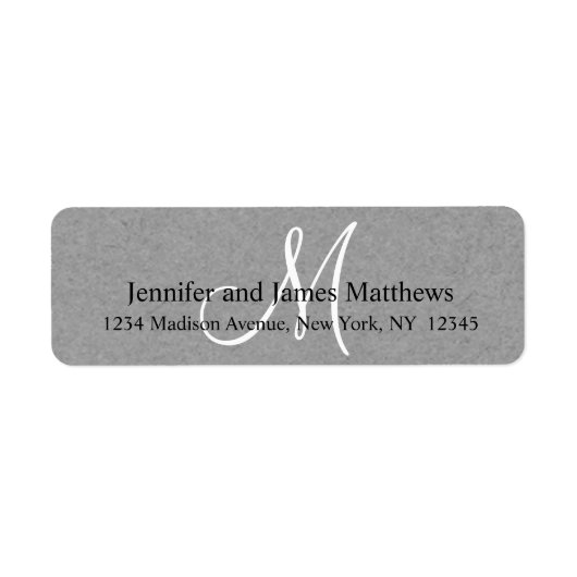 Étiquette Monogramme rustique Kraft Grey pour Mariage (Devant)
