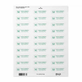 Étiquette Monogramme simple Carré vert émeraude (Feuille entière)