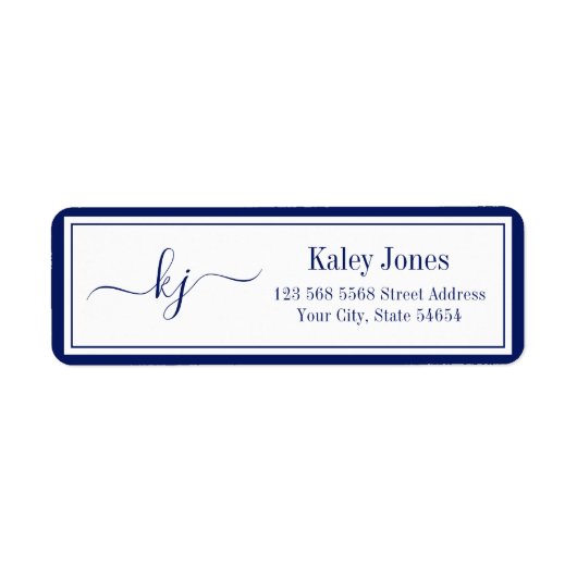 Étiquette Monogramme simple classique minimaliste Marine (Devant)