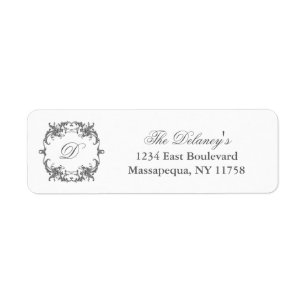 Étiquette Monogramme simple et élégant dans cadre baroque