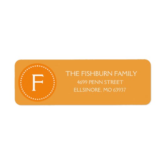 Étiquette Monogramme sur mesure du monogramme orange du couc (Devant)