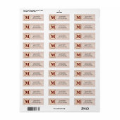 Étiquette Monogramme Tan Design Sud-Ouest (Feuille entière)