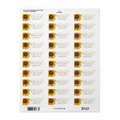 Étiquette Monogramme Tournesol Points Dorés Adresse de Retou (Feuille entière)